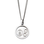 Vintage Chopard 18k White Gold Circle Diamond Happy Spirit Necklace