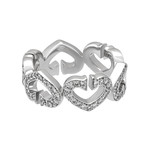 Vintage Cartier 18k White Gold Diamond C Heart Ring // Ring Size: 5.25