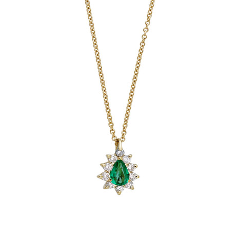 Vintage Tiffany & Co. 18k Yellow Gold + Emerald Diamond Necklace // 16"