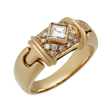 Vintage Bvlgari 18k Yellow Gold Diamond Ring // Size 5.5
