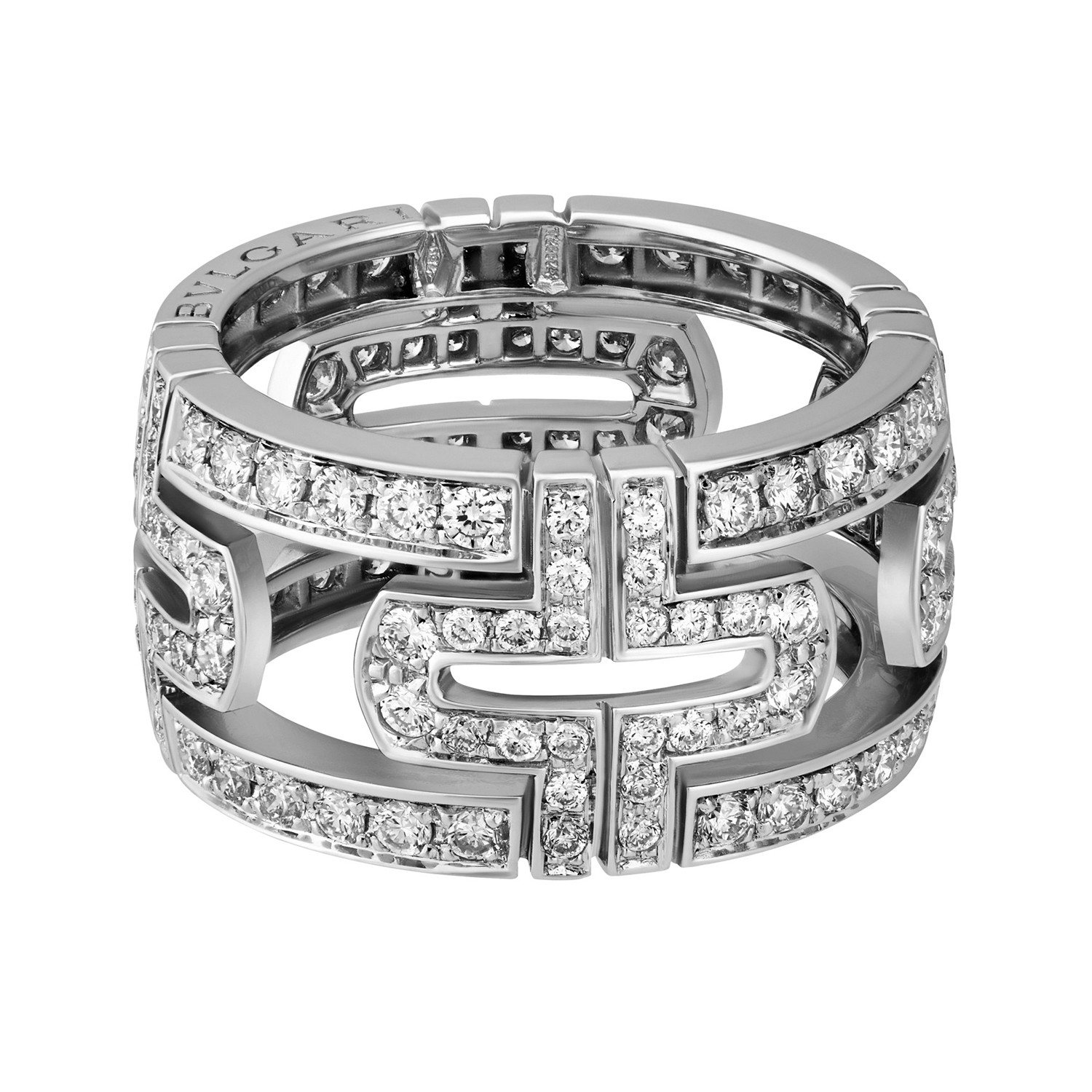 Vintage Bvlgari 18k White Gold Parentesi Diamond Ring // Ring Size: 6. ...