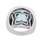 Vintage Bvlgari 18k White Gold Blue Topaz Stone Ring // Size 6.25