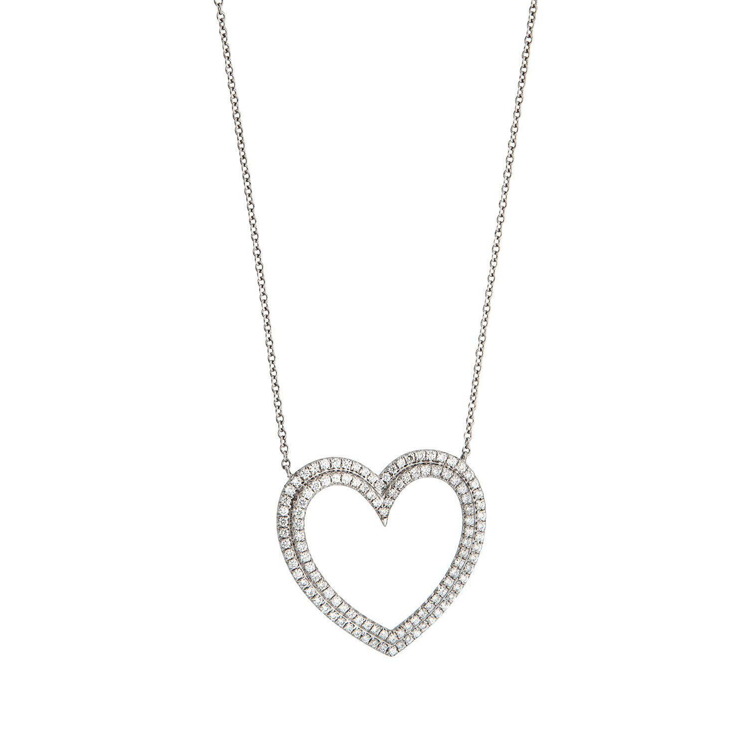Vintage Tiffany & Co. Platinum Diamond Large Heart Necklace // Chain ...