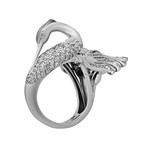 Vintage Carrera y Carrera 18k White Gold Diamond Pave Bird Ring // Ring Size: 6.5