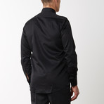 Diagonal Pleated Tuxedo Shirt // Black (L)