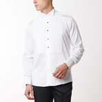 Diagonal Pleated Tuxedo Shirt // White (L)