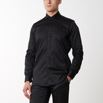 Spread Collar Fitted Dress Shirt // Black (S)