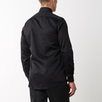 Spread Collar Fitted Dress Shirt // Black (XL)