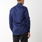Spread Collar Fitted Dress Shirt // Navy (M)
