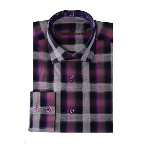 Gradient Plaid Long-Sleeve Button-Up // Purple (XS)