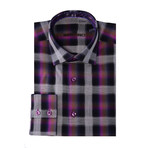 Gradient Plaid Long-Sleeve Button-Up // Purple (M)