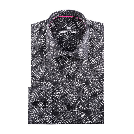 Circle Burst Print Long Sleeve Button-Up Shirt // Black (XS)