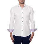 Solid Jacquard Long-Sleeve Button-Up // White (M)