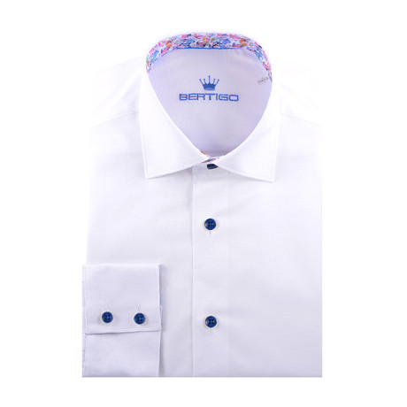 Solid Jacquard Long-Sleeve Button-Up // White (XS)