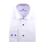 Solid Jacquard Long-Sleeve Button-Up // White (L)