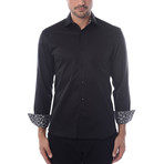 Maddox Solid Long Sleeve Button-Up Shirt // Black (L)
