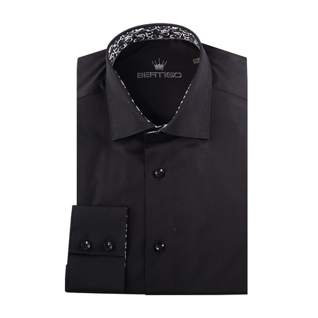 Maddox Solid Long Sleeve Button-Up Shirt // Black (XS)