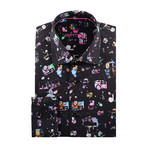 Camera Graphic Print Long-Sleeve Button-Up // Black (L)