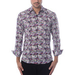Paisley Abstract Long-Sleeve Button-Up // Pink (L)