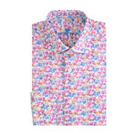Old Cars Print Long-Sleeve Button-Up // Pink (XL)