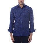 Camo Jacquard Long-Sleeve Button-Up // Navy Blue (S)