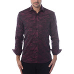 Camo Jacquard Long-Sleeve Button-Up // Red (L)