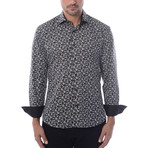 Pentagon Abstract Design Long-Sleeve Button-Up // Black (L)
