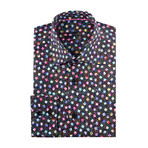 Confetti Abstract Print Long-Sleeve Button-Up // Black (3XL)