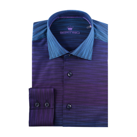 Gradient Long-Sleeve Button-Up // Purple + Blue (XS)