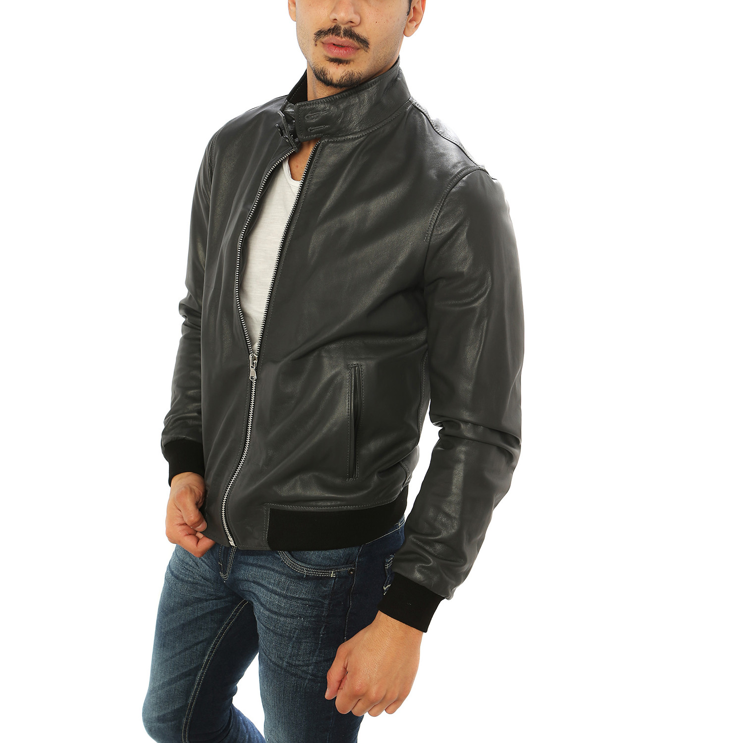 Alessio Genuine Leather Jacket // Charcoal (S) - Arturo Vannini - Touch ...