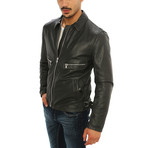 Giorgio Italian Leather Jacket // Charcoal (XL)