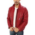 Giorgio Italian Leather Jacket // Red (2XL)