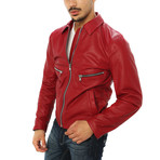 Giorgio Italian Leather Jacket // Red (S)