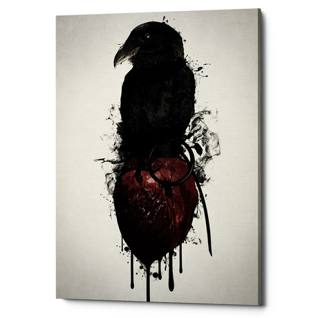 Raven + Heart Grenade (18"W x 26"H x 0.75"D)