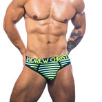Almost Naked Electric Stripe Air Jock // Navy + Neon Yellow (XL)
