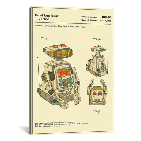 Yuji Tanno & Takeo Kimura (Playtime Products, Inc.) Toy Robot ("Gemini") Patent // Jazzberry Blue (26"W x 18"H x 0.75"D)