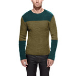 Jugar Merino Wool Block Sweater // Olive + Jade (XL)