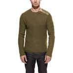 Merino Wool Zip Sweater // Olive (L)