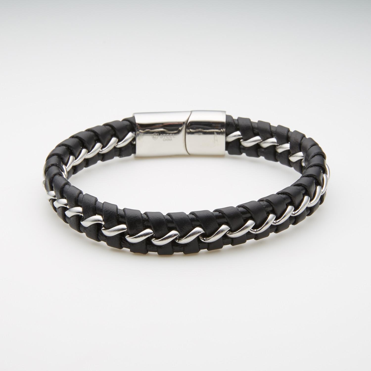 Leather Braided Bracelet + Curb Chain // Black - Crucible - Touch of Modern