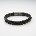 Leather Braided Bracelet + Curb Chain // Gunmetal
