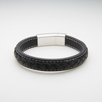 Double Layer Leather Bracelet // Black + White