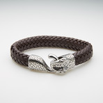 Woven Leather Snake Bracelet // Brown