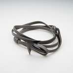 Polished Anchor Clasp Leather Wrap Bracelet // Black + Gray