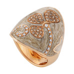 Nouvelle Bague Petali 18k Rose Gold Diamond Brown Diamond Tan Enamel Ring // Size 7.5