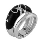 Nouvelle Bague Kenya 18k White Gold Diamond Black Enamel Ring // Size 7