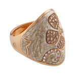 Nouvelle Bague Petali 18k Rose Gold Diamond Brown Diamond Tan Enamel Ring // Size 7.5