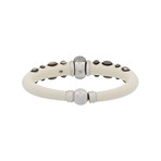 Nouvelle Bague Kenya 18k White Gold Diamond White Enamel Bangle Bracelet // 6.5"
