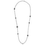 Nouvelle Bague 18k White Gold + 18k Black Gold Diamond Onyx Red Enamel Necklace // 45"