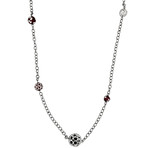 Nouvelle Bague 18k White Gold + 18k Black Gold Diamond Onyx Red Enamel Necklace // 45"