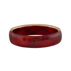 Nouvelle Bague Foglie d'Acanto 18k Rose Gold Diamond Red Enamel Bangle Bracelet // Size 6.5